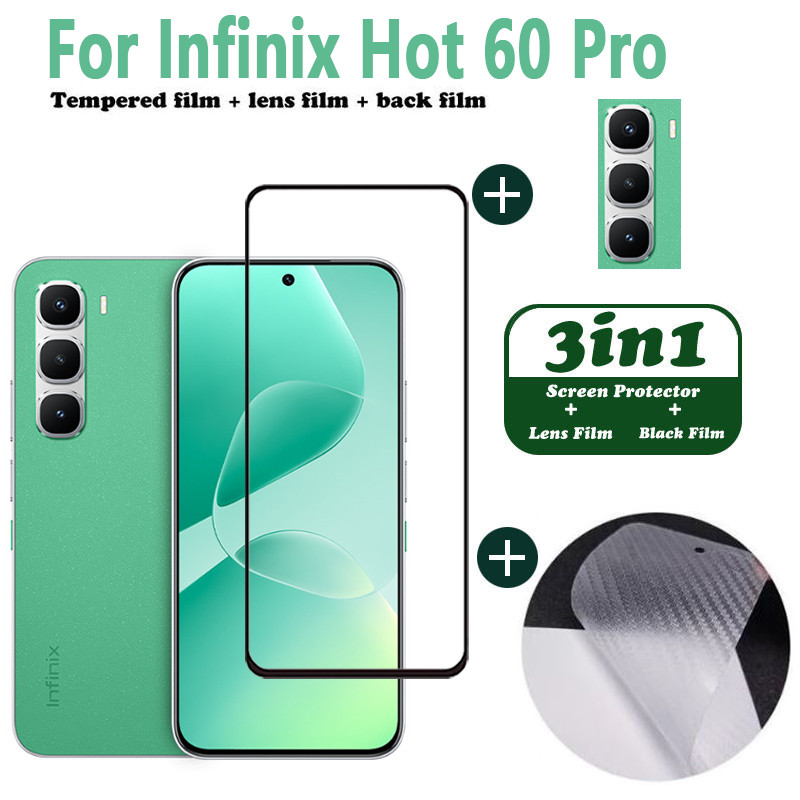 ฟิล์มกระจก Infinix Hot 60 Pro ฟิล์มกระจกนิรภัย 3-in-1 หน้าหลังป้องกันหน้าจอ Infinix Hot 60 50 40 Pro
