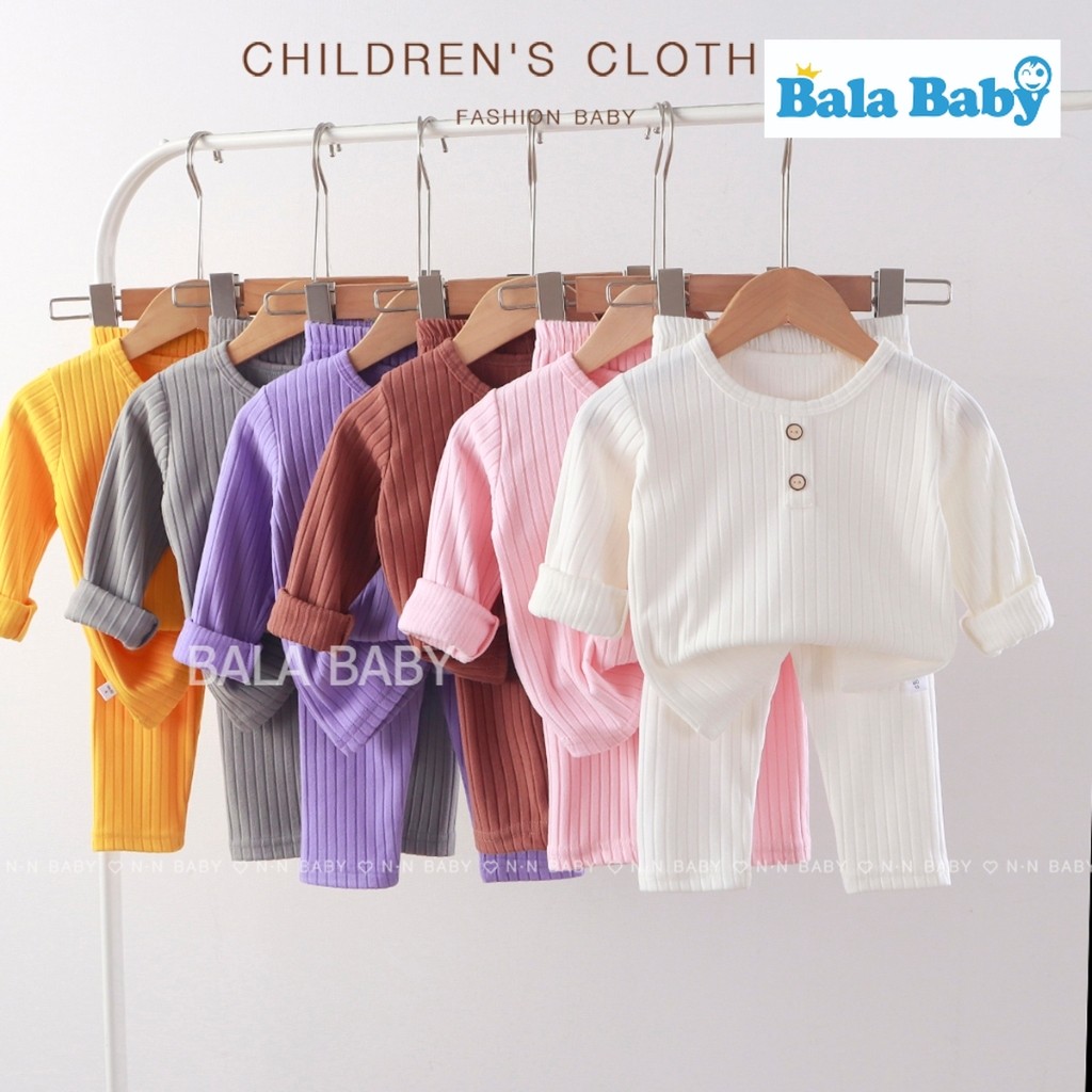 ชุดนอนเด็ก ชุดนอนผ้าร่องผสมคอตตอน เซ็ต 2 ชิ้น เสื้อแขนยาวกางเกงขายาวSize80-120cm CXT11