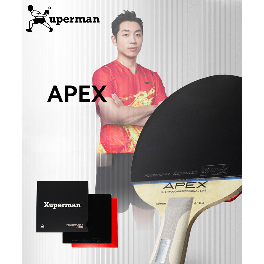 ไม้ปิงปอง APEX5 จากทีม XuPerman และ Xu Xin มียางและขอบป้องกัน เหมาะสำหรับคนเริ่มต้น