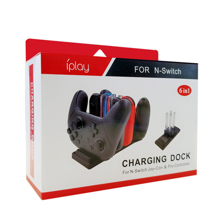 สวิตช์สวิตช์ j-con Gamepad Cradle Charger 6 in 1pro Charger NS OLED สีสัน Cradle Charger HBS-120