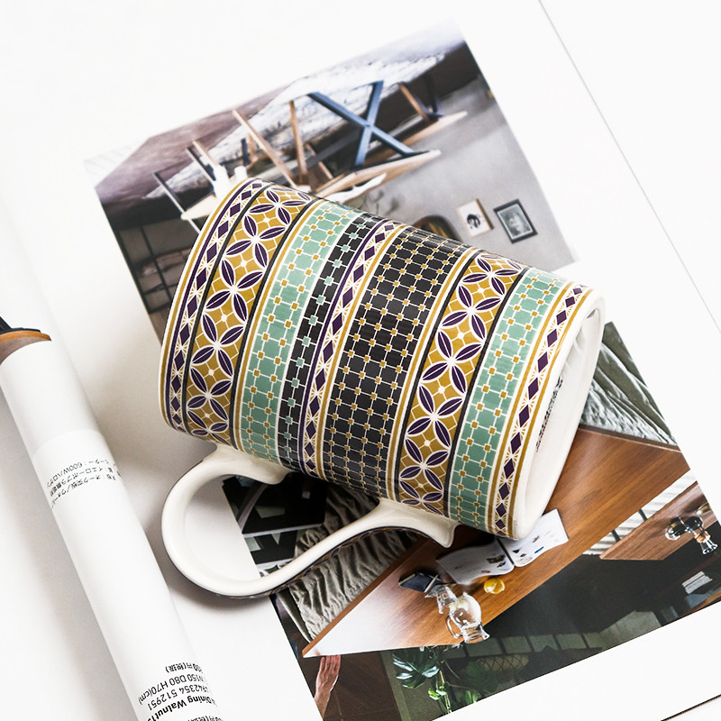 UK นําเข้า Potter Merlin Atrium Series เรขาคณิตดอกไม้แก้วเซรามิคยุโรปถ้วยกาแฟถ้วยน้ํา