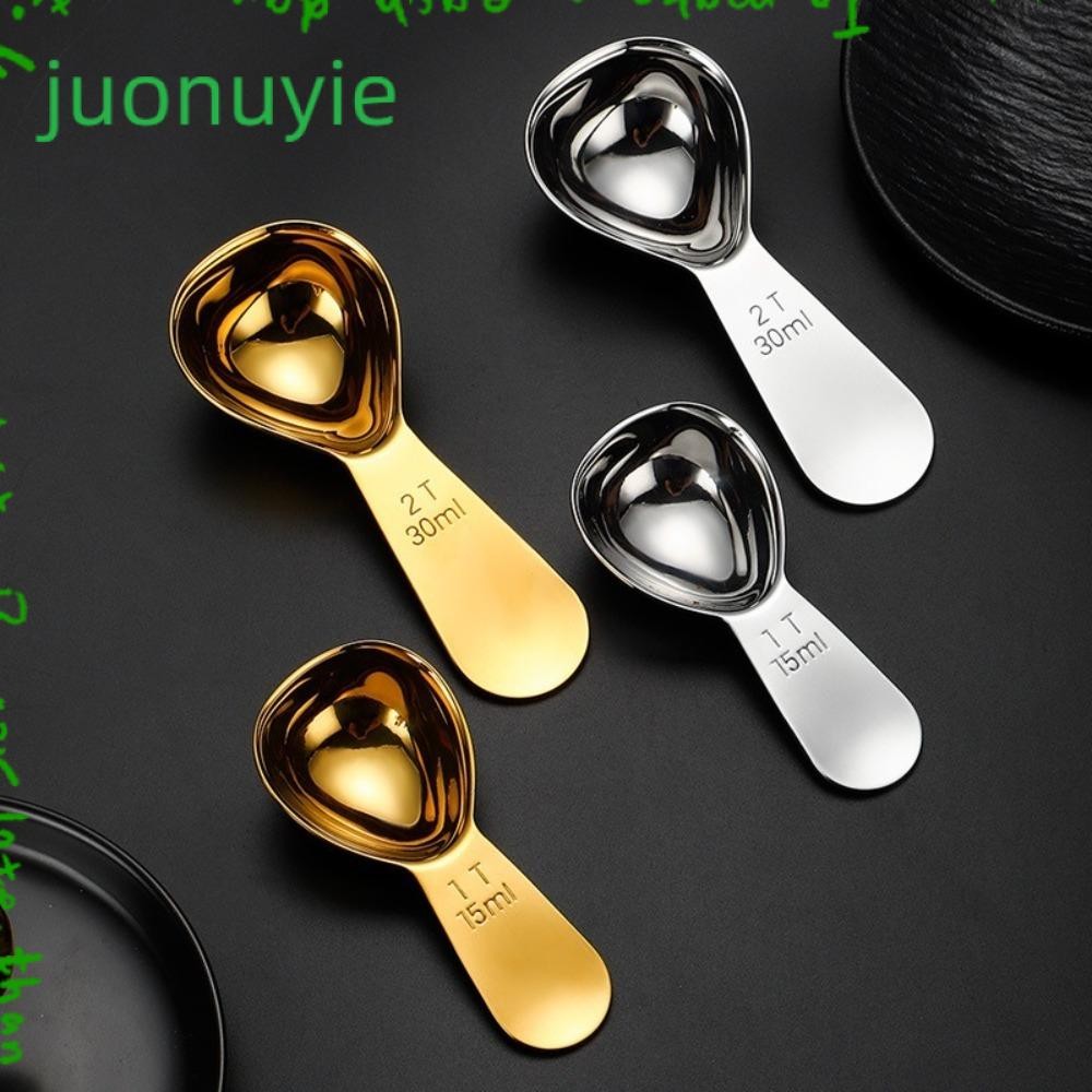 JUONUYIE ช้อนตวงเมล็ดกาแฟ, 15/30ml สแตนเลสสตีลกาแฟ Scoops, ทนทาน 1 Tbsp หรือ 2 Tbsp Ergonomic Tables