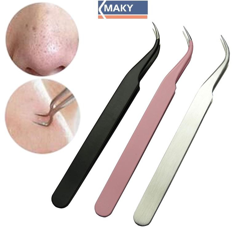 Newwellknowngrace สแตนเลส blackhead acne remover bend คลิปเครื่องมือ comedone tweezer สิวโค้ง TH