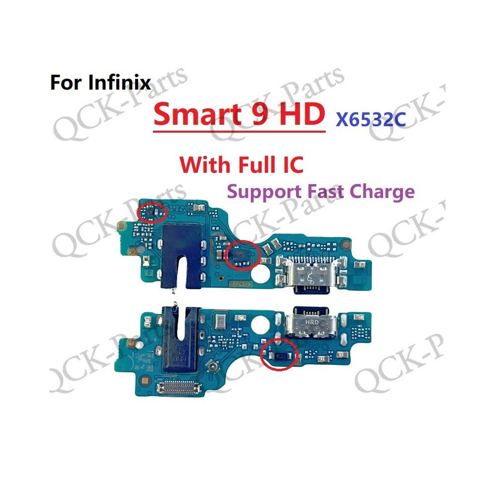 พร้อมบอร์ดชาร์จ IC USB สําหรับ Infinix Smart 9 HD X6532 X6532C USB Charger Jack Port อะไหล่