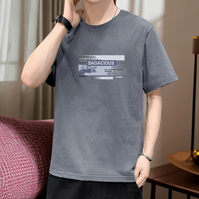 2025 NEW 2025 Short Sleeve Men's Summer Thin T-Shirt Casual Top 2024 New Round Neck Loose Trendy Pri