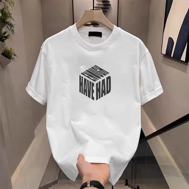 COD 2025 Short Sleeve T-Shirt Men 2025 Summer New Trendy Brand Fashion White T-Shirt Loose Round Nec