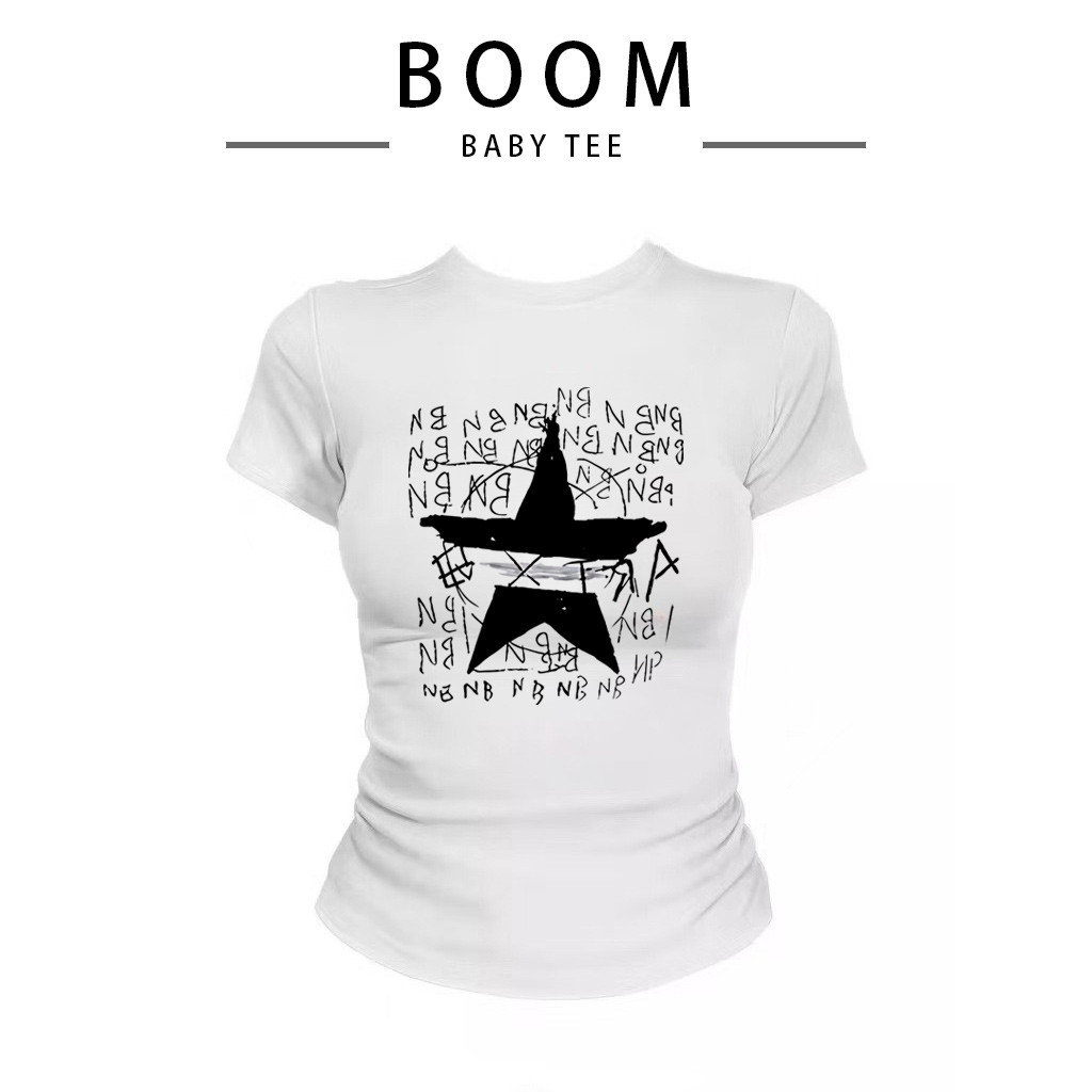 COD (จัดส่อภาษยใน24จัดส่อมงง) BOOM เกาลีสืบคอรูป เบบี้ตี y2k สไตล์กราบูนบนถนน สืบคอกลม