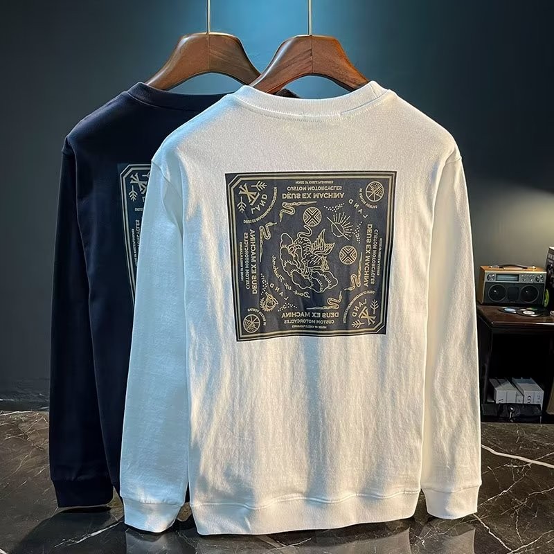 2025 NEW Men's Crew Neck Sweatshirt Autumn New Ins Trend Pullover Long Sleeve T-Shirt Cool Men's Top