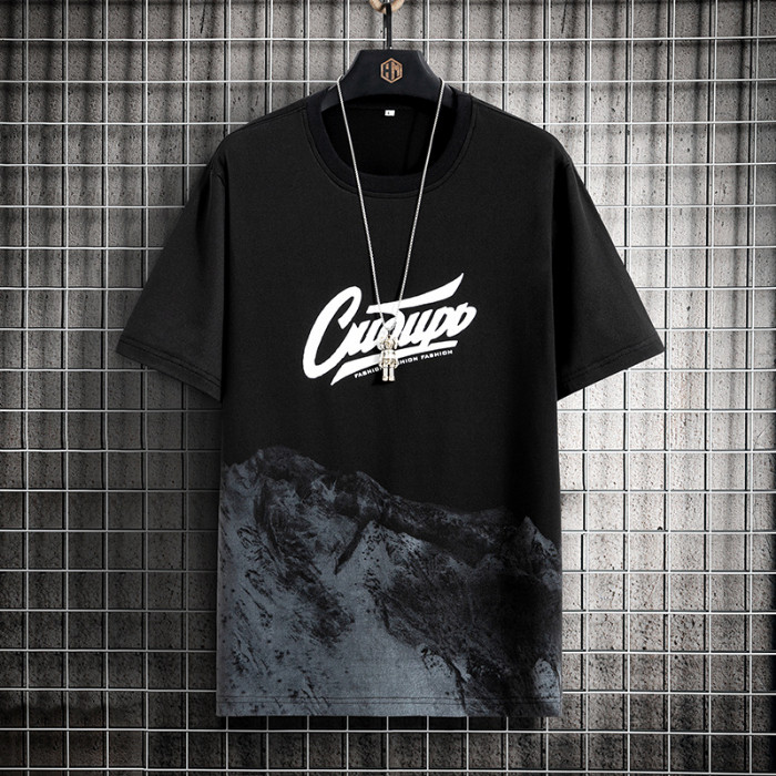 2025 NEW 2025 Plus Size Short Sleeve T-Shirt 2024 Summer New Men's T-Shirt Trendy Fashion Versatile 