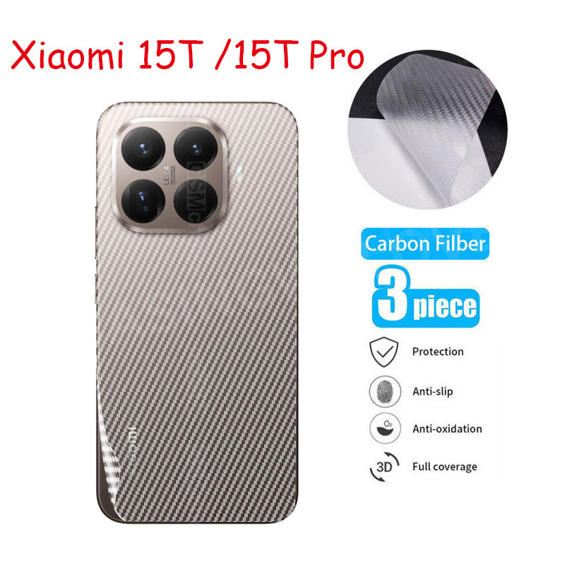 1-3 ชิ้นคาร์บอนไฟเบอร์กลับฟิล์มสําหรับ Xiaomi 15T 17T Pro 17 15 T Pro Ultra 4G 5G 2025 Anti-Scratch สติกเกอร์ป้องกันหน้าจอป้องกันฟิล์ม
