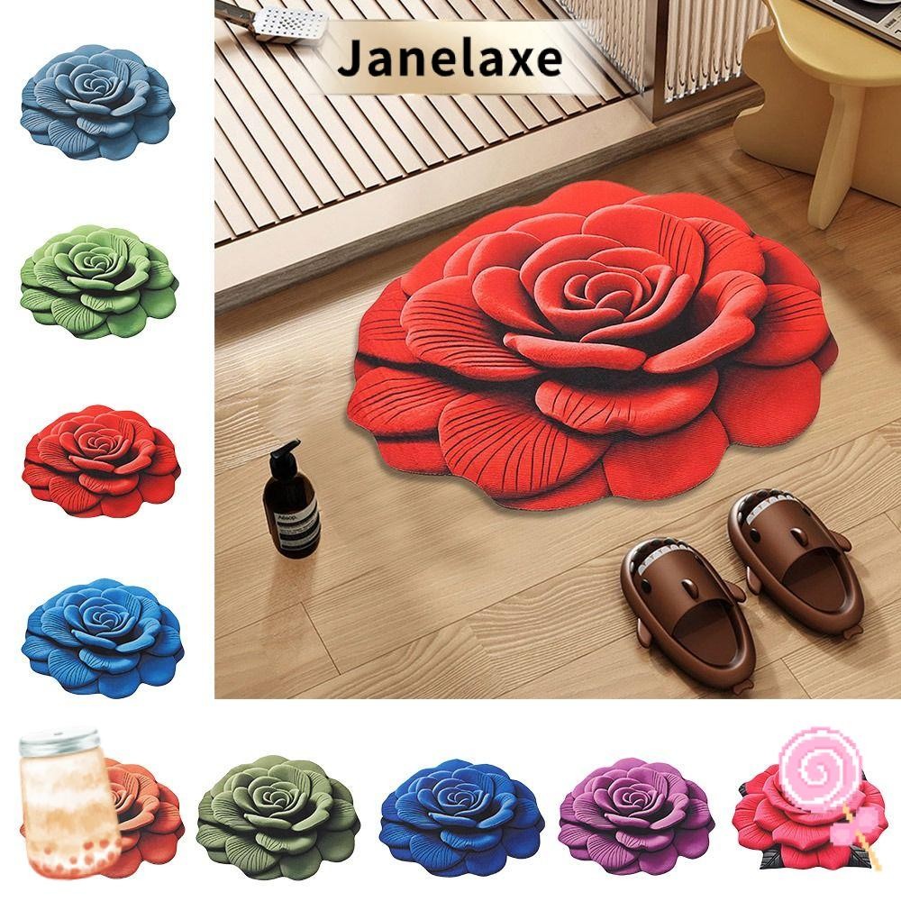 ตกแต่งบ้าน  พรมปูพื้นดอกโบตั๋น JANELAXE ขนาด 40x40 cm และ 60x60 cm กันลื่น ดูดซับได้ ใช้ตกแต่งห้องนั่งเล่น โต๊ะน้ำชา หรือข้างเตียง ราคาพิเศษ