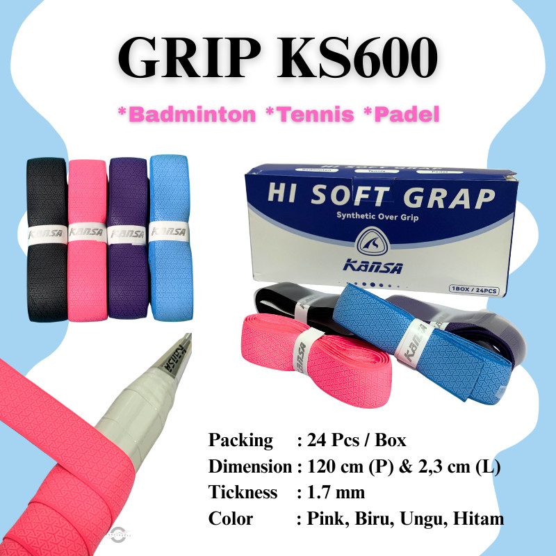 Kansa KS600 Badminton Overgrip Motif Grip / OverGrip ไม้เทนนิส Padel KS600 Hi Soft Grap