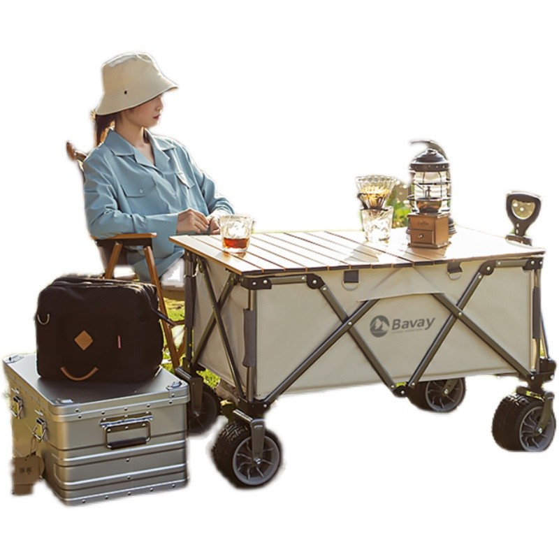 Yuhui รถเข็นตั้งแคมป์พกพาสะดวก ใช้ได้ทั้งปิกนิกและแคมป์ปิ้ง