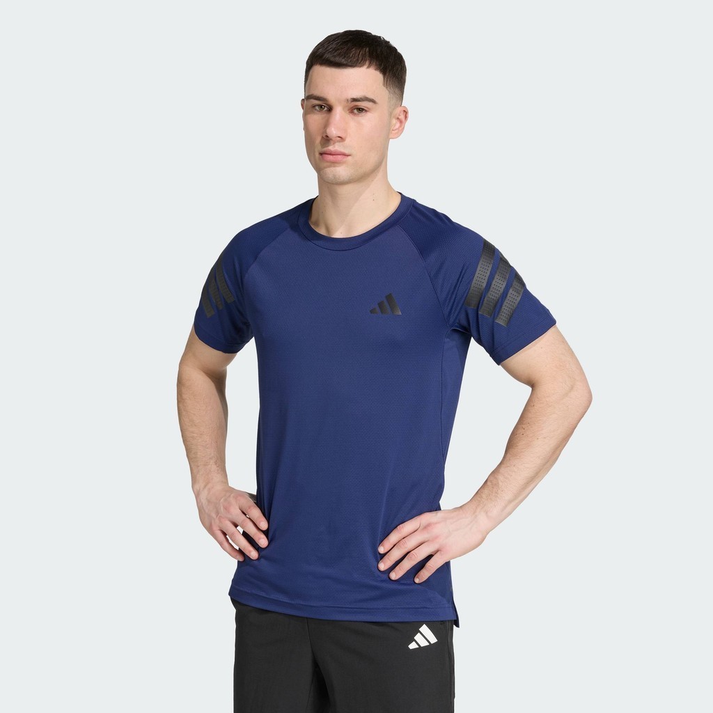 adidas Gym & Training เสื้อยืด Icon 3-Stripes ผู้ชาย สีน้ำเงิน JW9963