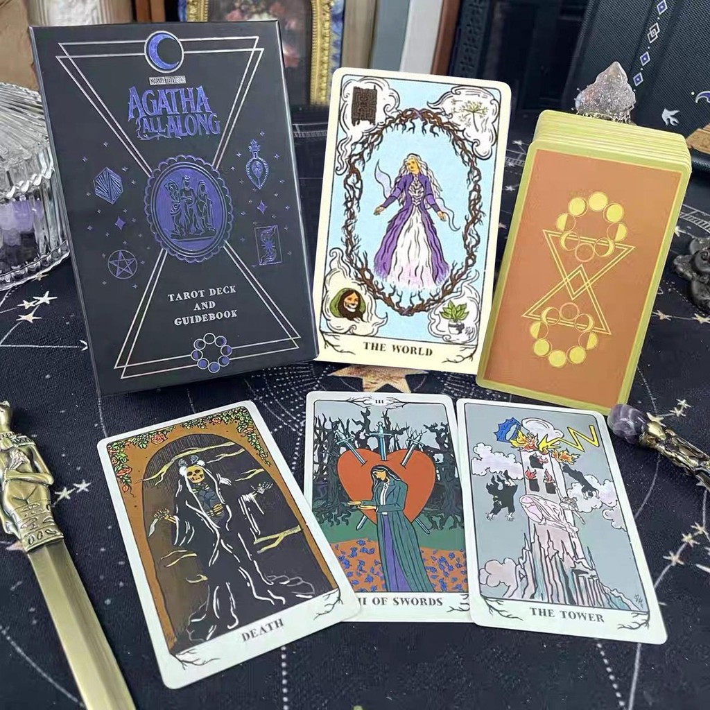 Agatha All Along Tarot Deck 78 การ์ดดาดฟ้ารุ่นภาษาอังกฤษ Fate Predictive Divination Party การ์ด hjut