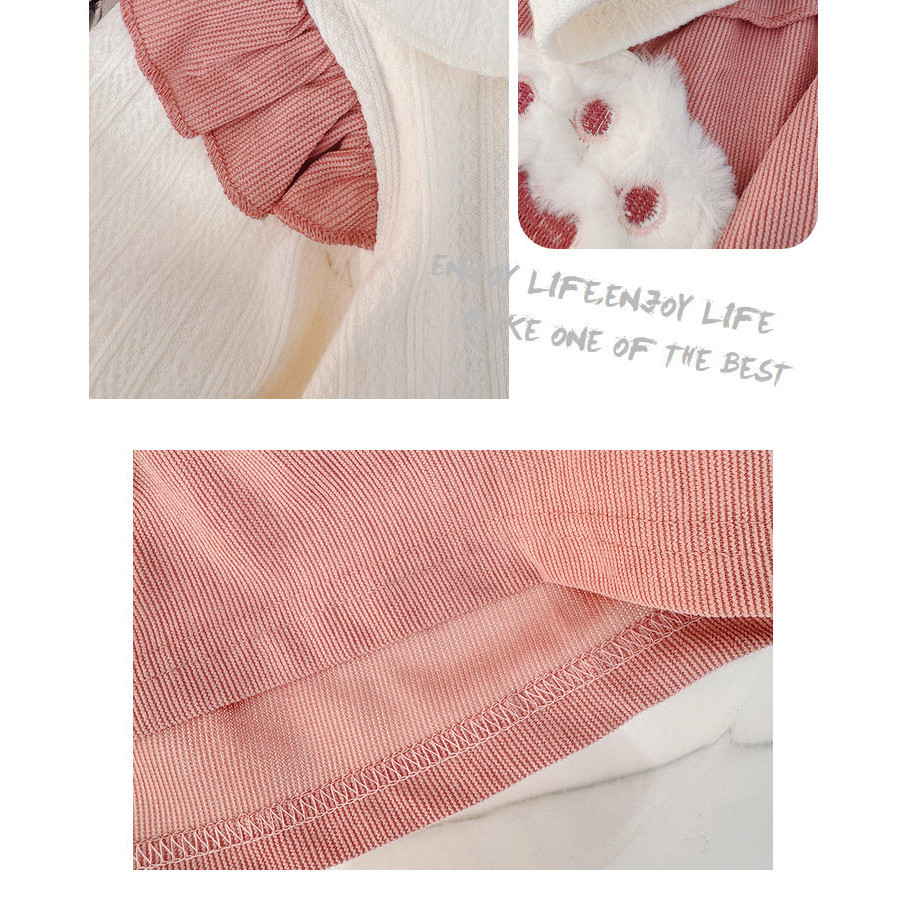 ชุดเด็กแบบเกาหลียอดนิยมสำหรับฤดูใบไม้ร่วง ดีไซน์น่ารักเหมือนหมี มีเสี้ยนปลอมที่รอบคอ และมาพร้อมกระโปรง - รูปที่ 5