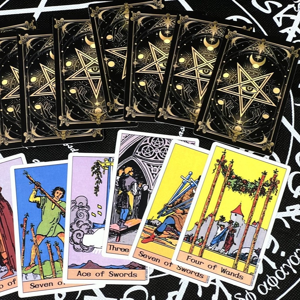 [โปรโมชั่น] American Black Gold Tarot Tarot Tarot 78 Classic High-Value Tarot การ์ดต้นฉบับ JG9avhVe1