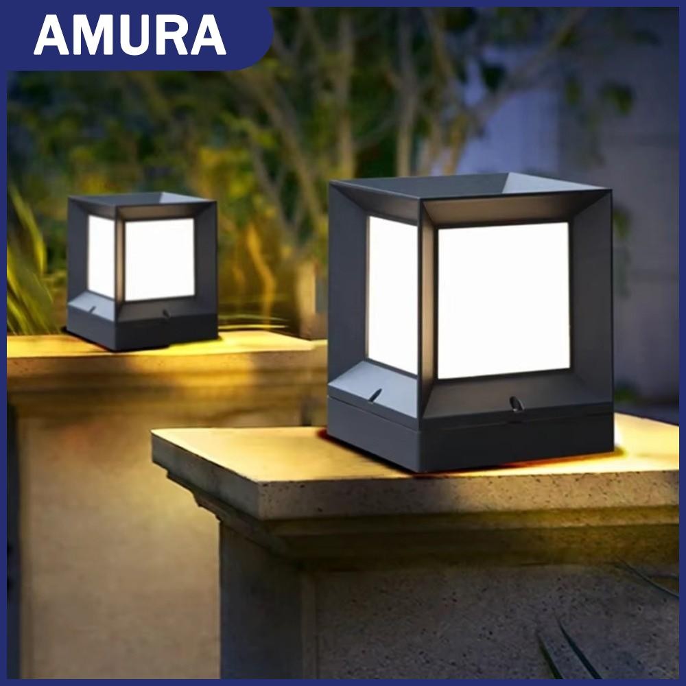 AMURA LED ไฟคอลัมภ์กลางแจ้ง แบบโมเดิร์น IP54 กันน้ำ E27 สำหรับรั้วและพื้นที่ภายนอก