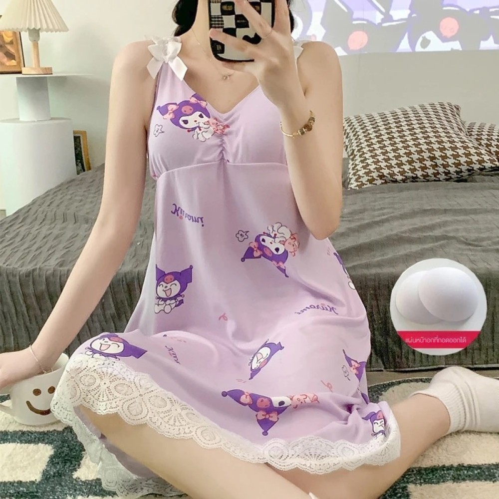 ชุดนอนกระโปรง ชุดนอนคุณหนู น่ารัก ลายดอก สไตล์เจ้าหญิงหวาน Swoan127 ✨b_oxygen389.th✨