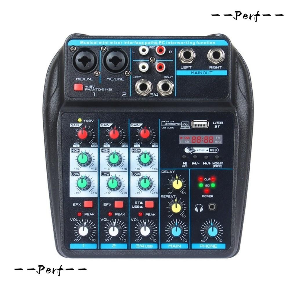 PERF Audio Mixer, Bluetooth พร้อม 48V Phantom Power DJ Console Mixer, Monitor Karaoke System Portabl