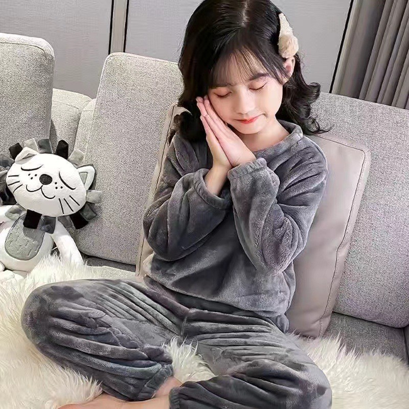 ชุดนอนฤดูหนาวสำหรับเด็ก ทำจากขนแกะซับรอบคอกันหนาว รูปที่ 5