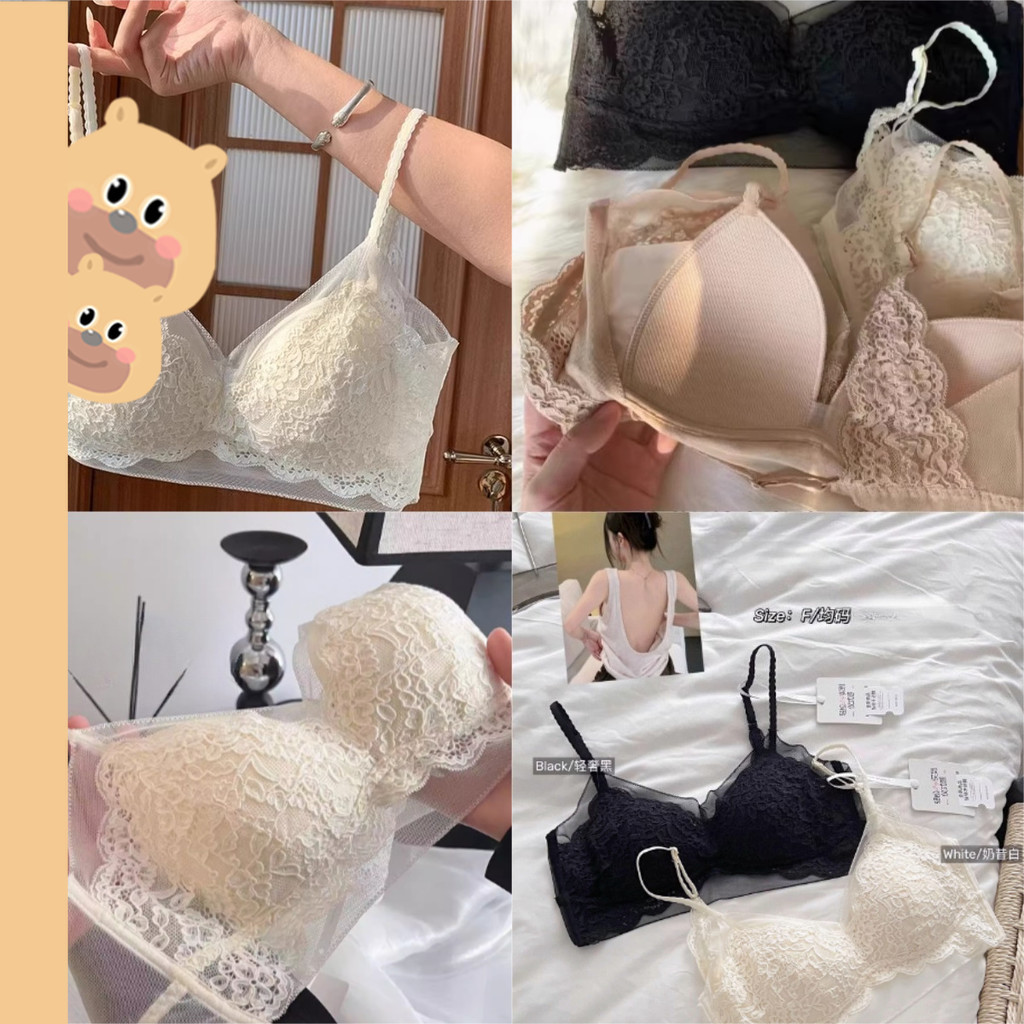 bearbra เซ็กซี่ ใส่สบาย ไม่มีหัวเข็มขัด เสื้อชั้นใน ถ้วยสามเหลี่ยม บราลูกไม้เซ็กซี่ ใส่ได้ทั้งภายในและภายนอก