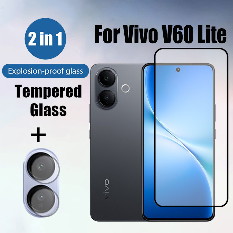 Vivo V60 Lite 5G 2 in 1 HD กระจกนิรภัยป้องกันหน้าจอสําหรับ Vivo V50 V40 Lite 4G 5G Anti-impact กระจกป้องกันฟิล์มพร้อมฟิล์มเลนส์กล้อง