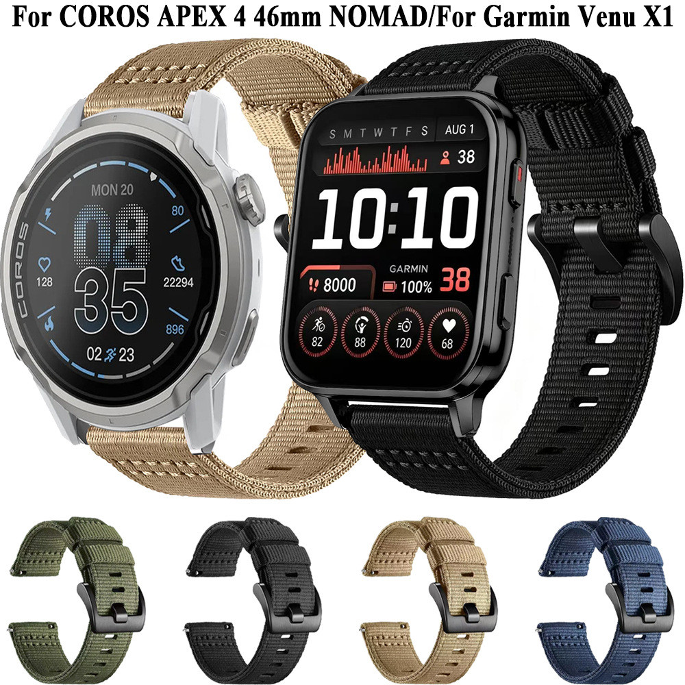 เหมาะสําหรับ Garmin Venu X1/Garmin COROS APEX4 46MM Canvas Nylon Strap 24MM