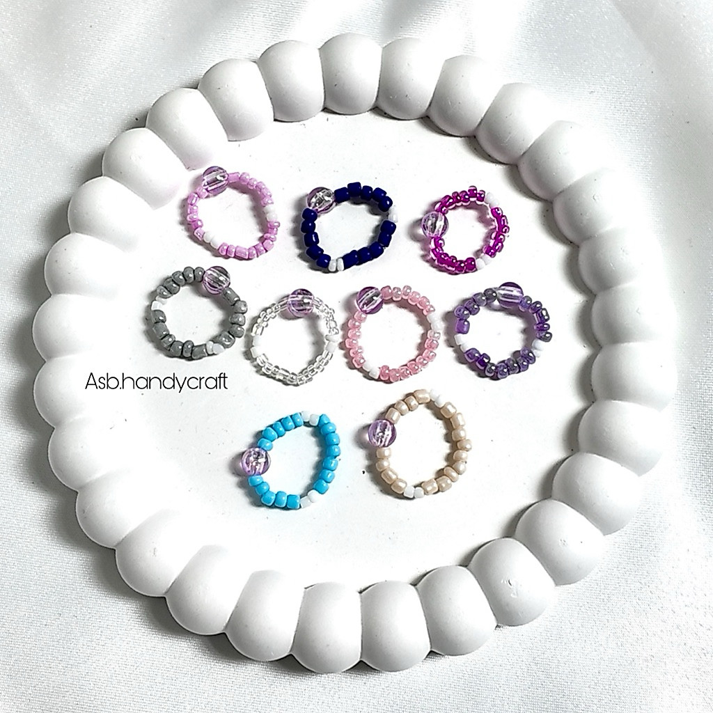[CMM085] 1 ชิ้น - แหวนลูกปัดสีซีรีส์พรีเมี่ยม