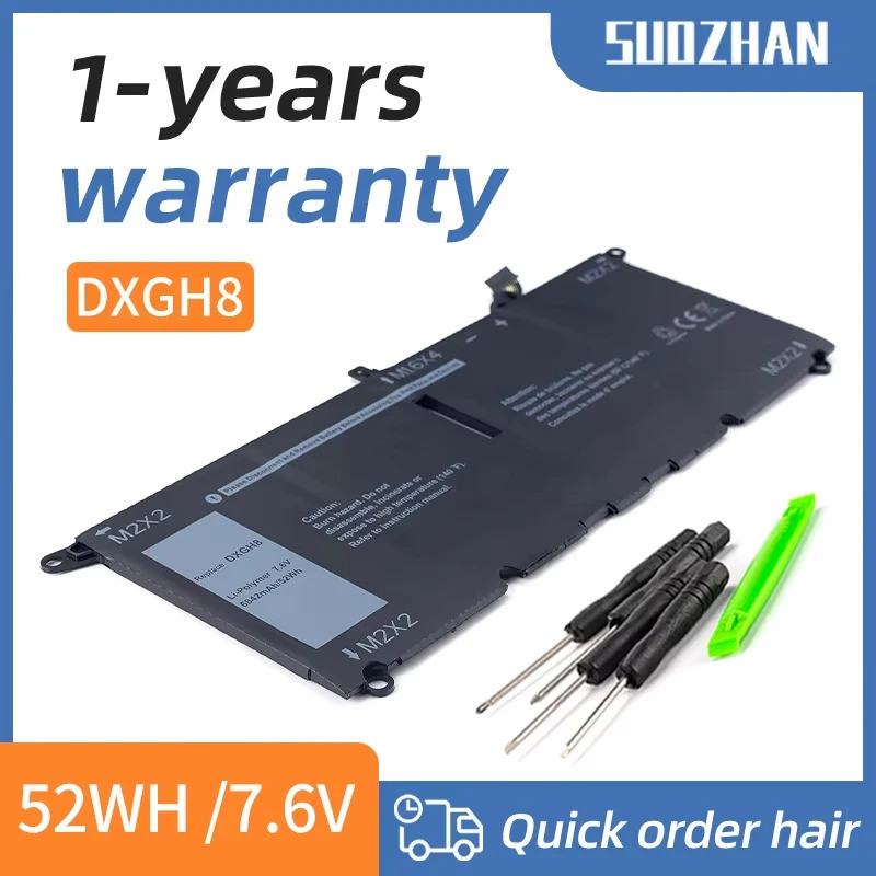 SUOZHAN DXGH8 แบตเตอรี่แล็ปท็อปสําหรับ Dell XPS 13 9380 9370 7390 สําหรับ Dell Inspiron 7390 2-in-1 