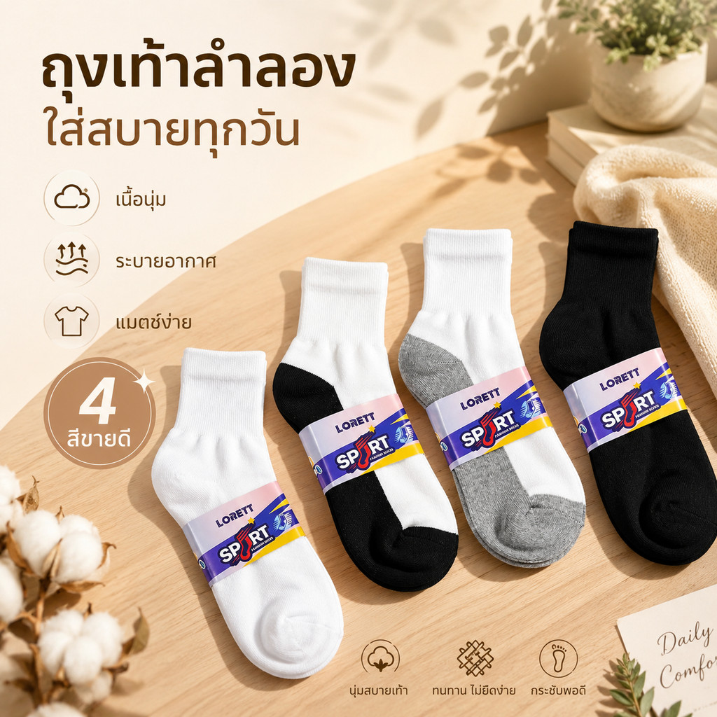 supercool ถุงเท้ากีฬาสำหรับผู้ชายและผู้หญิง ถุงเท้าขายาว เหมาะสำหรับทั้งชายและหญิง สวมใส่สบายขณะเล่นกีฬา