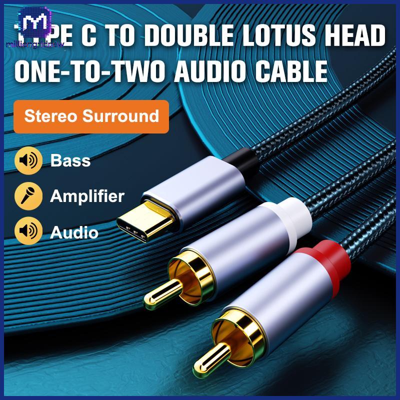 [ล้านgridnew] สายสัญญาณเสียง Type C เป็น RCA 2 ตัวแปลงสายไฟ RCA Aux สายเสียง USB C สําหรับแล็ปท็อปลําโพงโทรศัพท์มือถือเครื่องขยายเสียงเครื่องขยายถัก 1 เมตร WQL