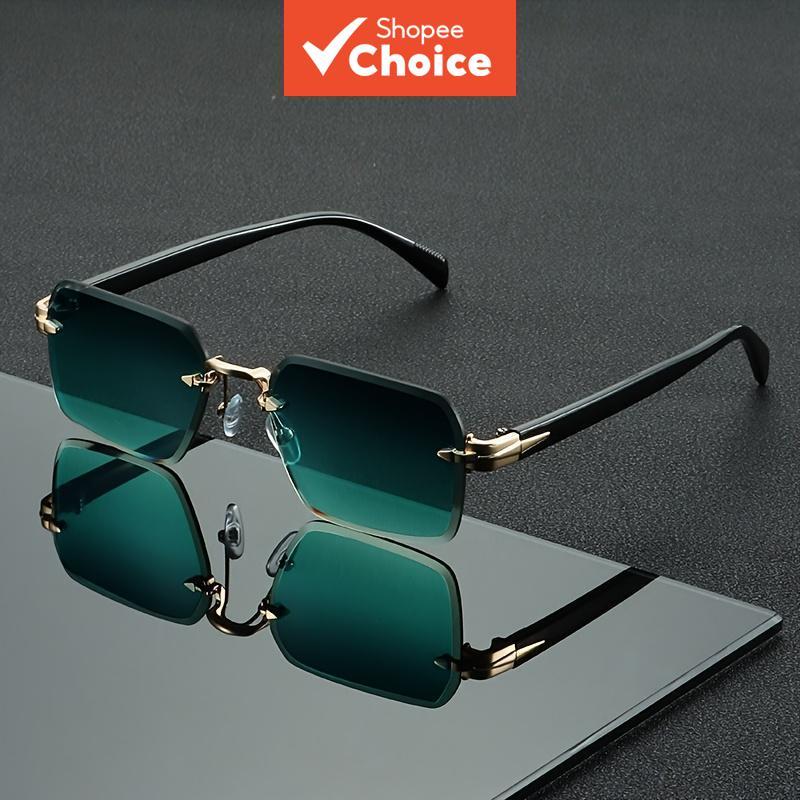 แว่นตาสแควร์ Frameless Bevelled หลายสี Retro Unisex แฟชั่นการถ่ายภาพแว่นตา
