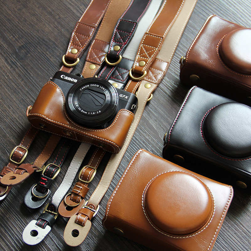 เหมาะสําหรับกระเป๋ากล้อง Canon g7x3 Crossbody G7X2 Mark III เคสป้องกัน Halter Retro หนัง ins สไตล์