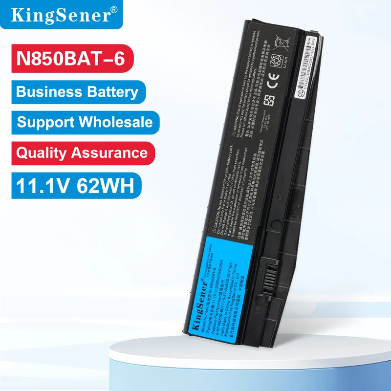 KingSener N850BAT-6 แบตเตอรี่แล็ปท็อปสําหรับ Clevo N850 N850HC N850HJ N870HC N870HJ1 N870HK1 N850HJ1