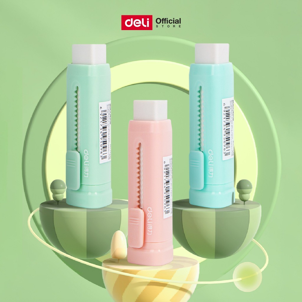 ยางลบเลื่อนสไลด์  Deli รุ่น 71145 ยางลบสามเหลี่ยม ลบจุดเล็กๆ ได้ง่าย วัสดุ TPR ยืดหยุ่น คละสี