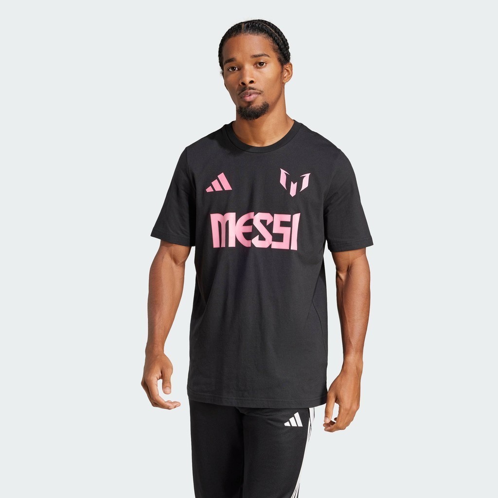 adidas Football Messi Name and Number Graphic Tee Men Black JM3551