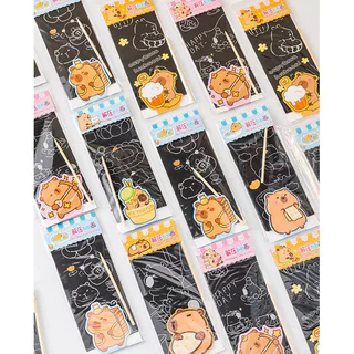 S0287 สมุดกระดาษขูด ระบายสี ศิลปะ คาปิบาร่า น่ารัก สุ่มลาย 4แผ่น/ซอง พร้อมไม้ขูด เสริมทักษะ