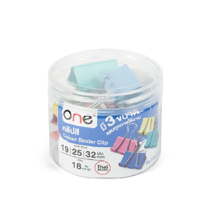 คลิปสี คละเบอร์ (กล่อง18ตัว) ONE