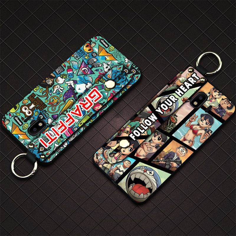 ที่วางโทรศัพท์ป้องกันเคสโทรศัพท์สําหรับ Samsung Galaxy J4 2018/J400F Lanyard Dirt-proof Graffiti สาย