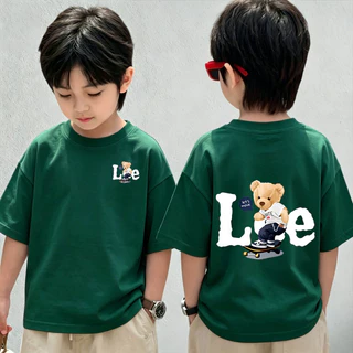เสื้อยืดเด็ก ผ้าฝ้าย 100% เสื้อเด็กผู้ชาย แฟชั่น LEE Creamy Bear เสื้อยืดพิมพ์ลาย ไซส์ 90-150【จัดส่งตลอด 24 ชั่วโมง🚀】COD