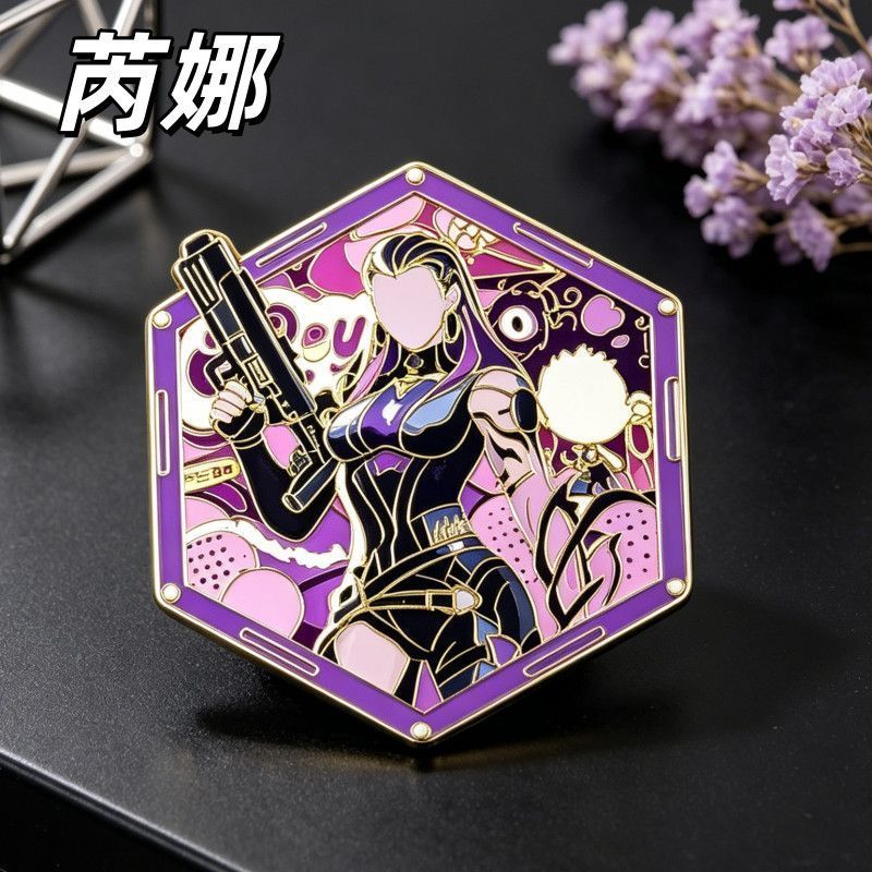 无畏契约芮娜霓虹不死鸟胸针金属徽章饰品游戏周边二次元同人谷子20260623 Valorant Reyna Neon Phoenix Brooch Metal Badge Ornament Game 