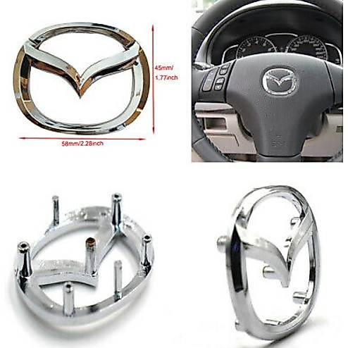 วัดก่อน โลโก้พวงมาลัย อะไหล่เดิม มาสด้า มีขา 5.8 * 4.5 , 6.5 * 5.3 cm Steering Wheel  Logo Emblem For MAZDA 2 3 CX3 CX5