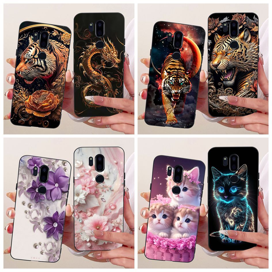 สําหรับ LG G7 ThinQ เคสโทรศัพท์ G710EM G710N น่ารักการ์ตูน Cool ทาสีซิลิโคนสีดํานุ่มสําหรับ LG G7 Pl