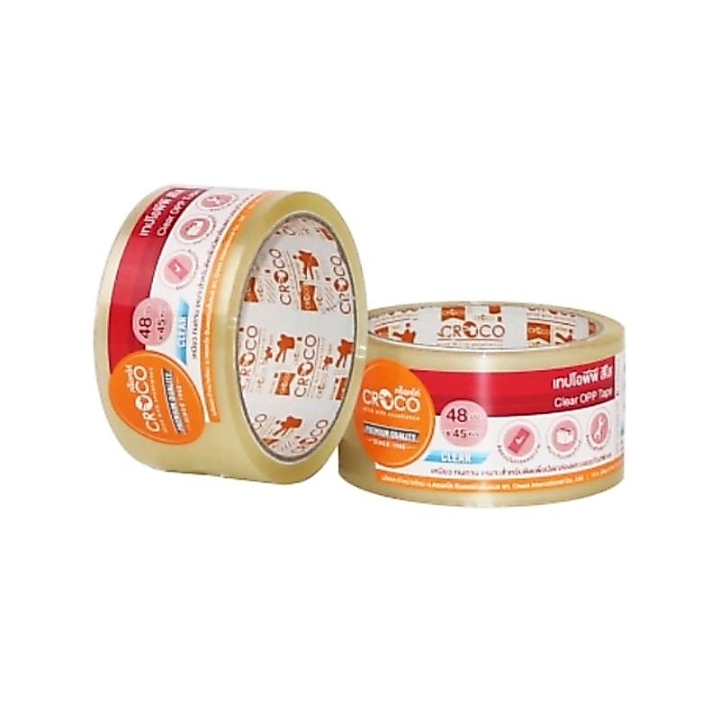 Croco เทปโอพีพี สีใส แกน 3 นิ้ว ขนาด 48 มม.x45 หลา (ราคาต่อ 1 ม้วน)