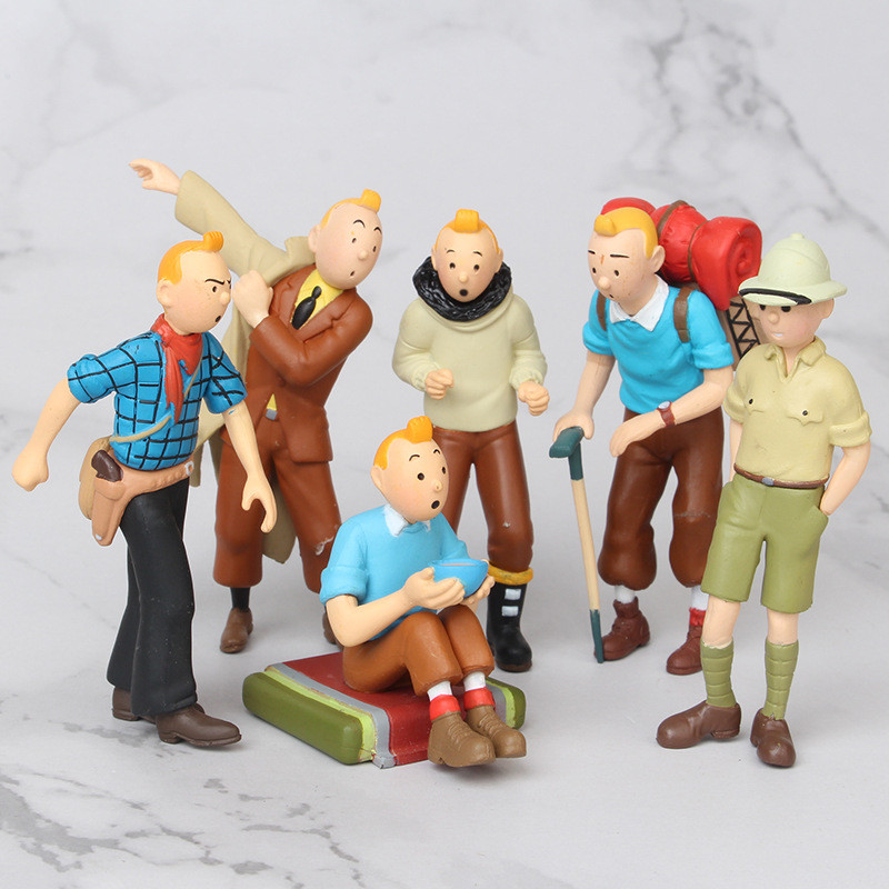 Tintin Adventures ตุ๊กตาโมเดลทํามือ 6 รุ่น 2 รุ่นพร้อมป้าย Tingting Daily Adventure เครื่องประดับของ