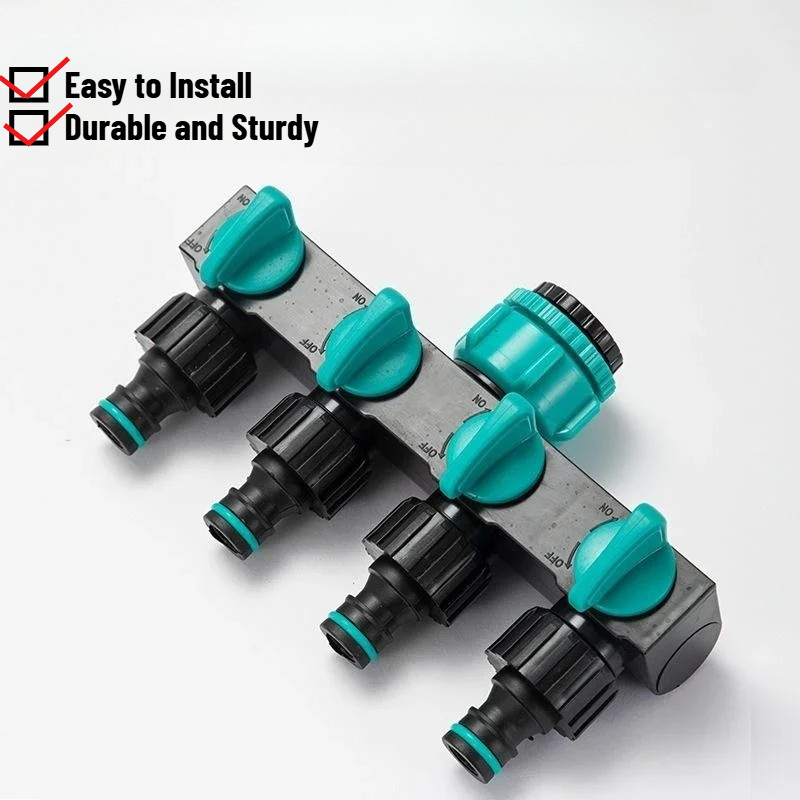 4-Way Water Splitters 1 "ถึง 3/4" ถึง 1/2 "พร้อมวาล์ว 1 Inlet 4 Outlets ท่อเชื่อมต่อสําหรับสวนชลประท