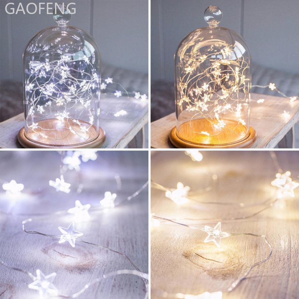 GAOFENG 1 M/2 M/5 M Star ทองแดง String ตกแต่งห้อง LED Fairy ไฟคริสต์มาส Xmas ตกแต่ง Garland LED Stri