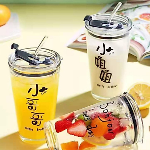 แก้วน้ำ แก้วมินิมอล 450ml. ใส่ได้ทั้งน้ำร้อนน้ำเย็น มีฝาปิด