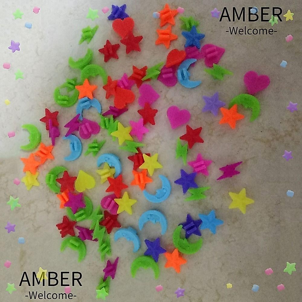 Amber ลูกปัดพลาสติก รูปหัวใจ ดาว หลากสี สําหรับตกแต่งซี่ล้อรถจักรยานเด็ก 36 ชิ้น